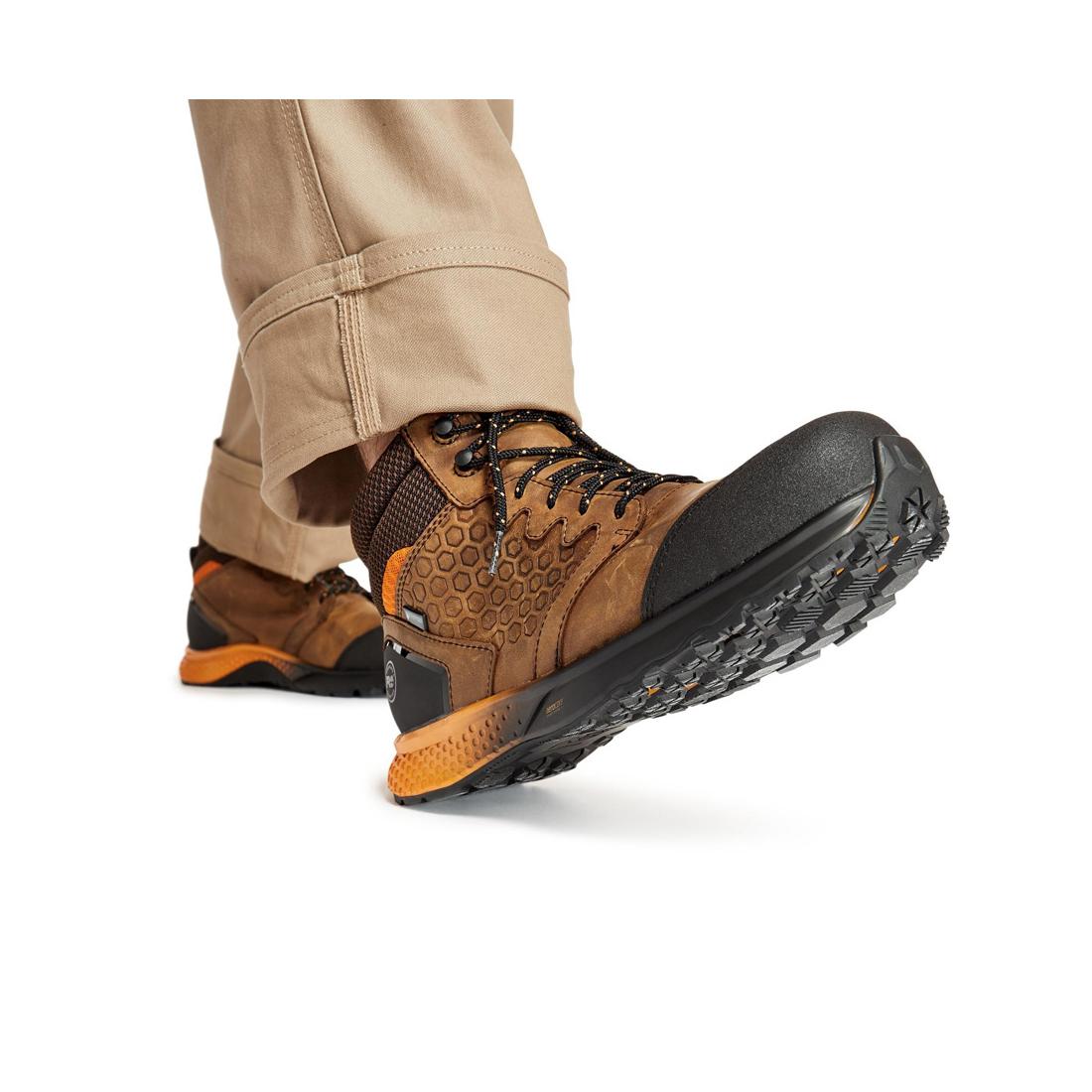 Reaxion Composite-Toe Waterproof Work Boot Brown/Orange