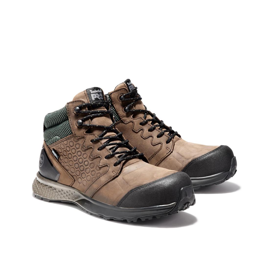 Reaxion Composite-Toe Waterproof Work Boot Brown/Green