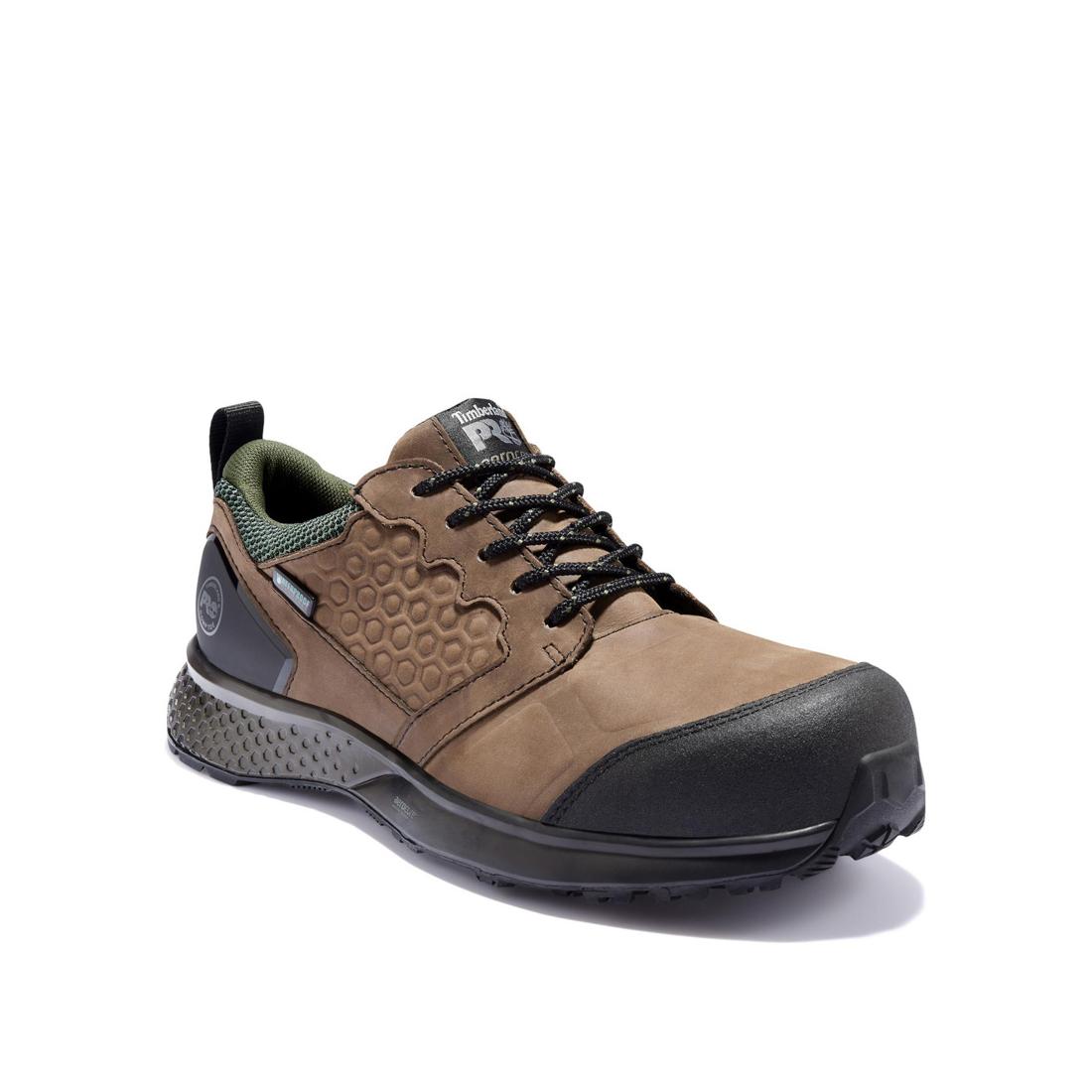 Reaxion Composite-Toe Waterproof Work Shoe Brown