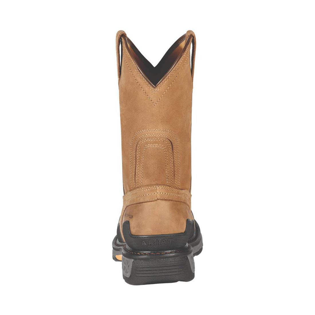 Ariat-OverDrive Pull-On Waterproof Composite Toe Work Boot Dusted Brown-10010901-Heel View