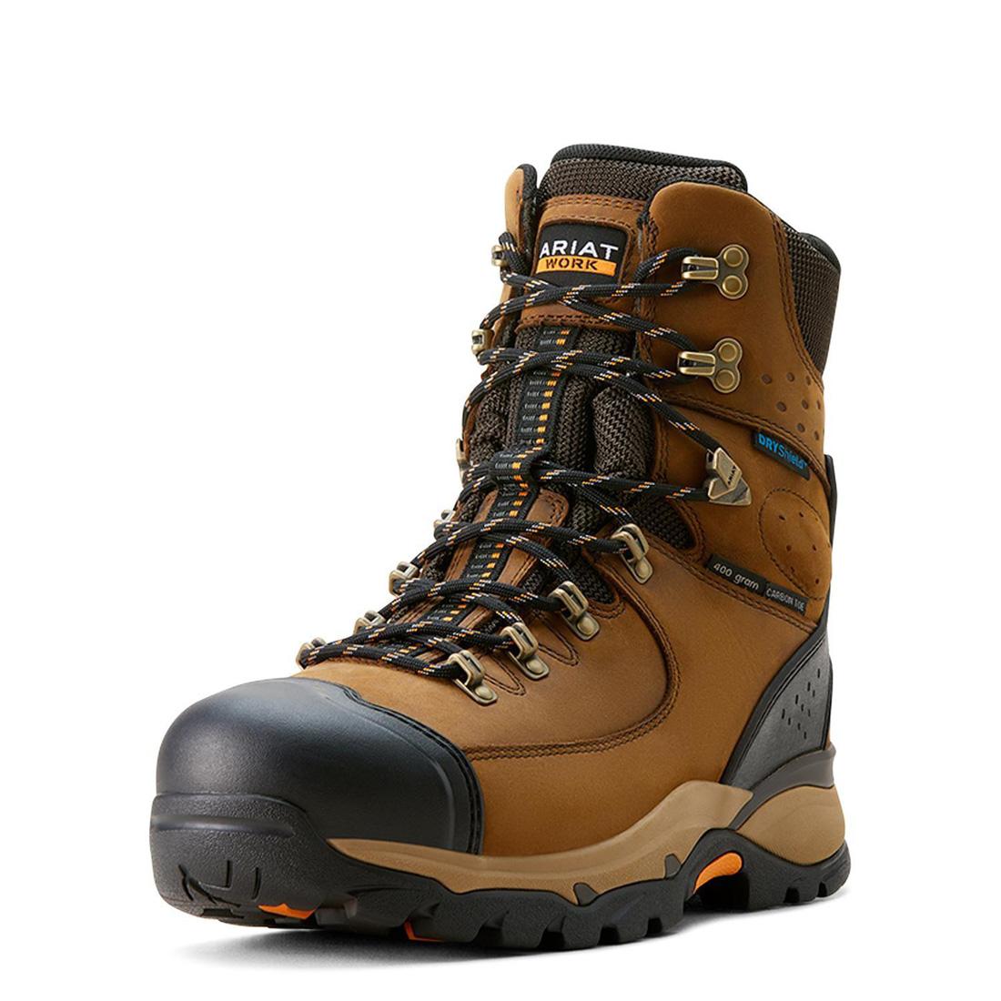 Endeavor 8 inch Carbon-Toe Waterproof Insulated Work Boot Dusted Brown