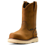 Rebar Composite-Toe Waterproof Pull-On Wedge Work Boot Distressed Brown