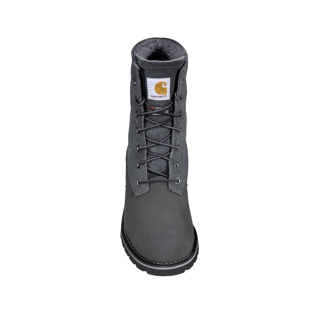 Carhartt 8" Women's Waterproof Sherpa Lined Fold Down Winter Wedge Soft Toe Boot Dark Grey FW8089-W front