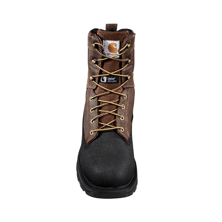 Carhartt-FT8509-M-8" Ironwood Waterproof Insulated Alloy Toe Work Boot Dark Brown/Black