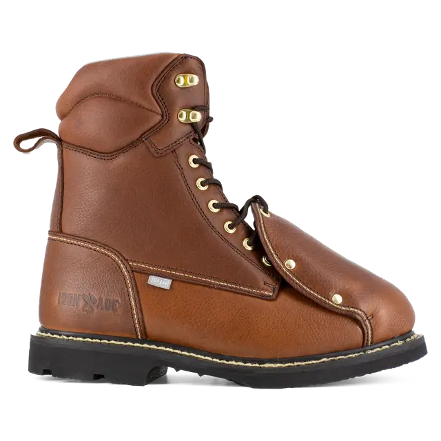 Ironage Groundbreaker Steel Toe Ext Met Guard 8 Inch Work Boot Brown IA5015 Steel Toes