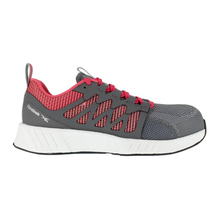 Reebok Women's Fusion Flexweave Comp Toe Grey And Pink RB312 Side View