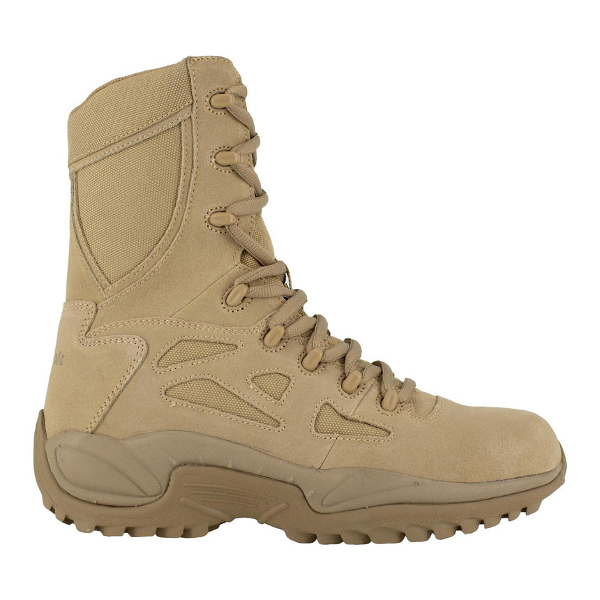 Reebok Work-Rapid Response Rb Military 8 In Soft Toe Desert Tan Side Zip-Steel Toes-1