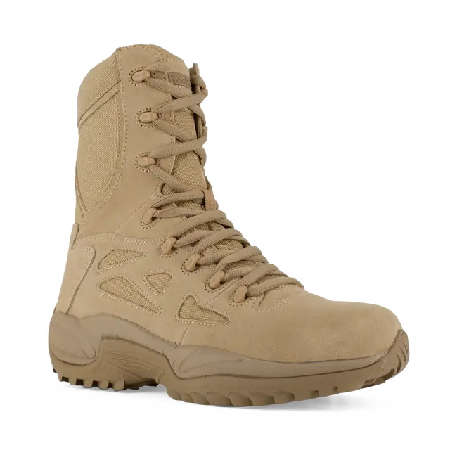 Reebok Work-Rapid Response Rb Military 8 In Soft Toe Desert Tan Side Zip-Steel Toes-2