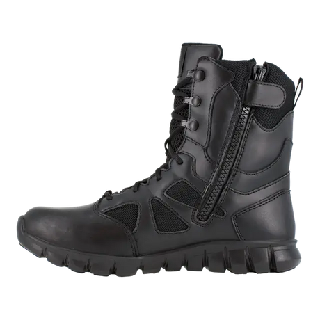 Reebok Work-Sublite Cushion Black 8" Tactical Soft Toe Boot with Side Zipper Black-Steel Toes-3