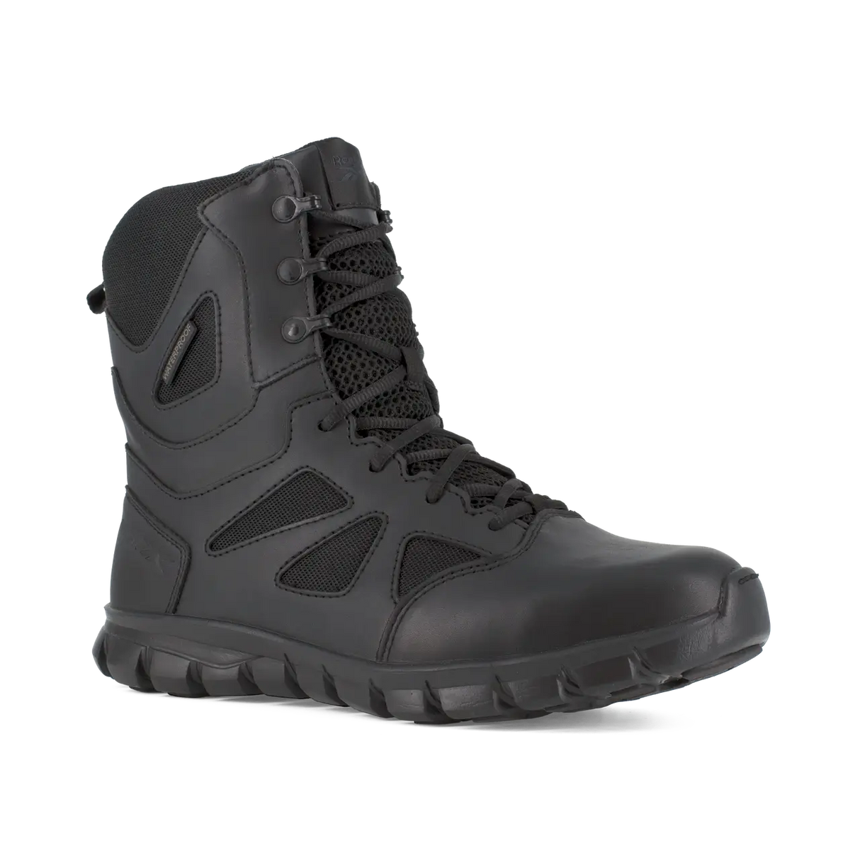 Reebok Work-Sublite Cushion Black 8" Tactical Soft Toe Boot with Side Zipper Black Waterproof-Steel Toes-3