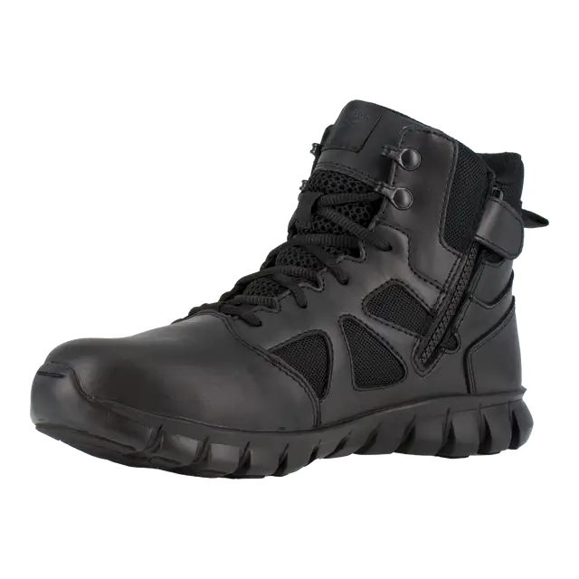 Reebok Work-Sublite Cushion Tactical Black 6" Stealth Soft Toe Boot with Side Zipper-Steel Toes-2