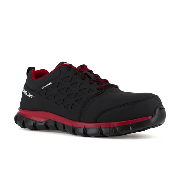 Reebok Work-Sublite Cushion Work Athletic Composite Toe Black,Red-Steel Toes-5