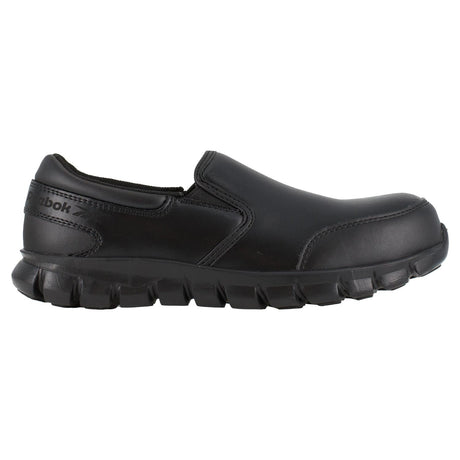 Reebok Work-Sublite Cushion Work Athletic Slip On Composite Toe Black Leather-Steel Toes-1