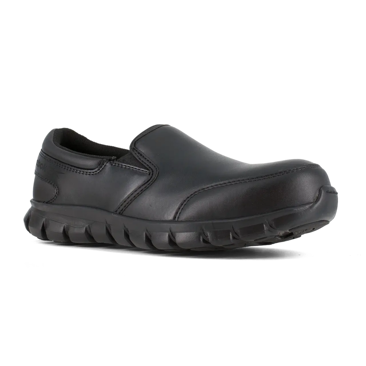 Reebok Work-Sublite Cushion Work Athletic Slip On Composite Toe Black Leather-Steel Toes-2