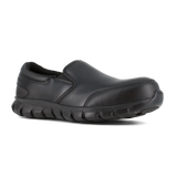 Reebok Work-Sublite Cushion Work Athletic Slip On Composite Toe Black Leather-Steel Toes-2