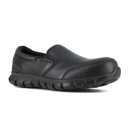 Reebok Work-Women's Sublite Cushion Work Athletic Leather Slip-On Composite Toe Black-Steel Toes-2