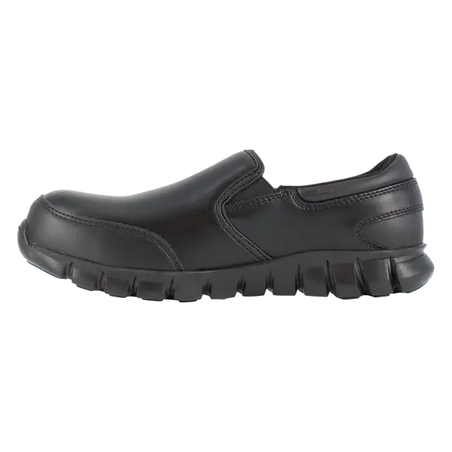 Reebok Work-Women's Sublite Cushion Work Athletic Leather Slip-On Composite Toe Black-Steel Toes-4