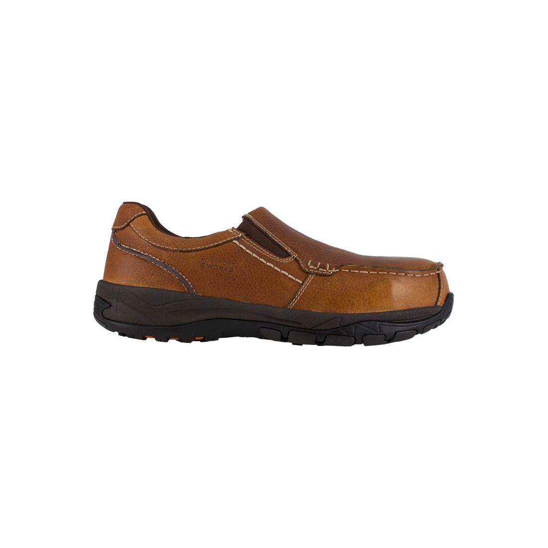 Rockport Works Extreme Light Composite-Toe Slip On Work Shoe Brown RK6748 Hero Image