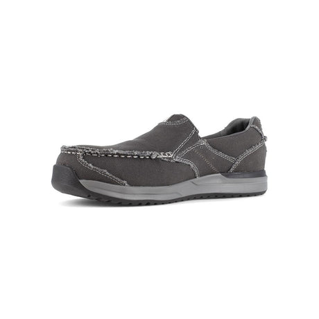 Rockport Works Langdon Composite-Toe Slip On Work Shoe Charcoal RK2150 Angled Medial Image