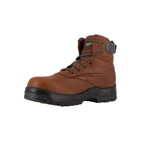 Rockport Works More Energy Composite-Toe Waterproof Work Boot Brown RK6628 Angled Medial Image