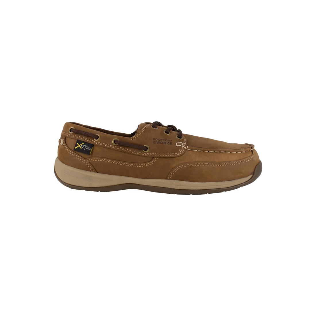 Rockport Works Sailing Club Steel-Toe Int Metgaurd Slip On Work Shoe Brown RK6734 Hero Image