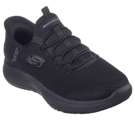 Skechers Work-Women's Enslee Slip-ins Work Summits Slip Resistant Shoe Black-Steel Toes-2