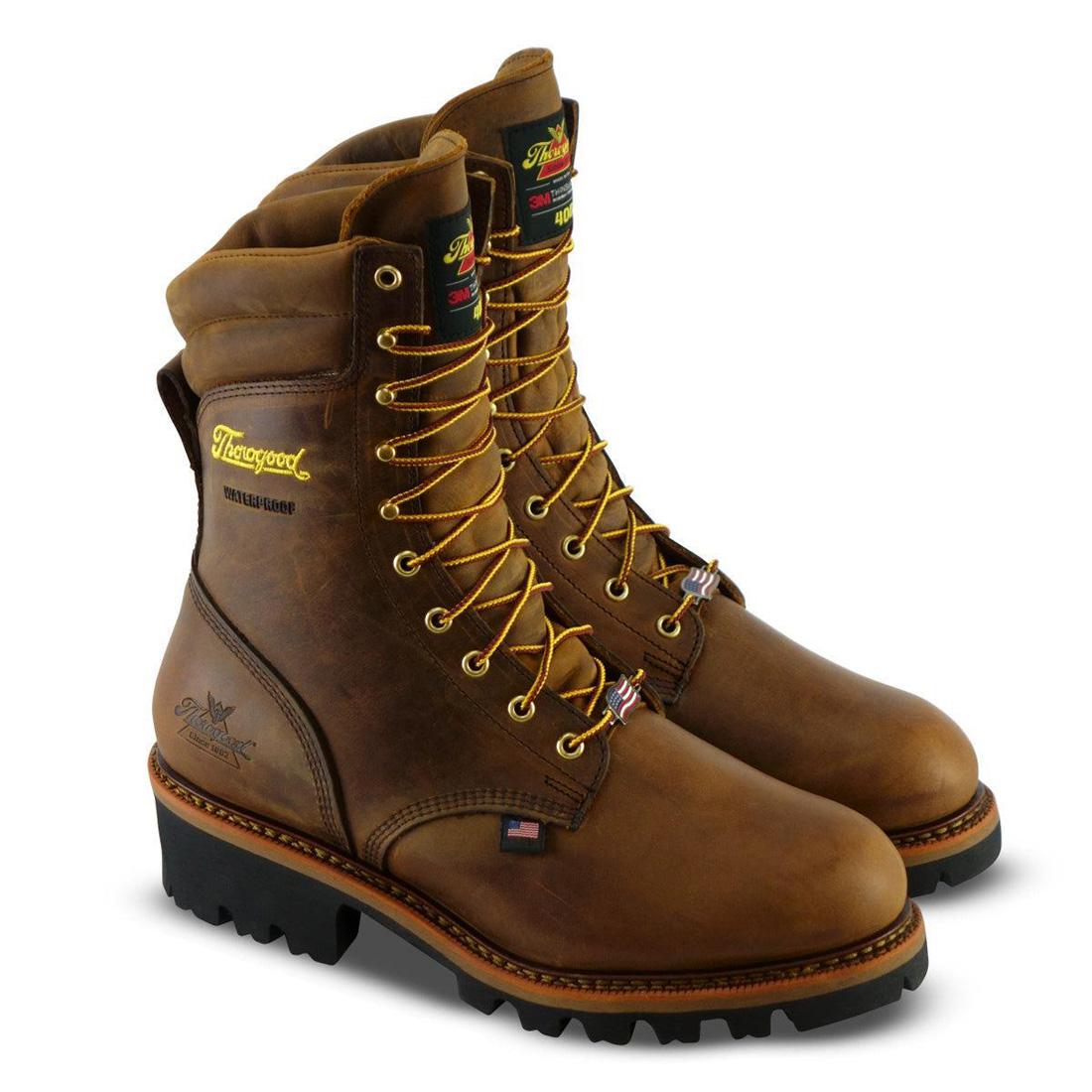 Thorogood Logger Series 9" Steel Toe Insulated Waterproof Boot Brown Trail Crazy Horse 804-3554 Image 2