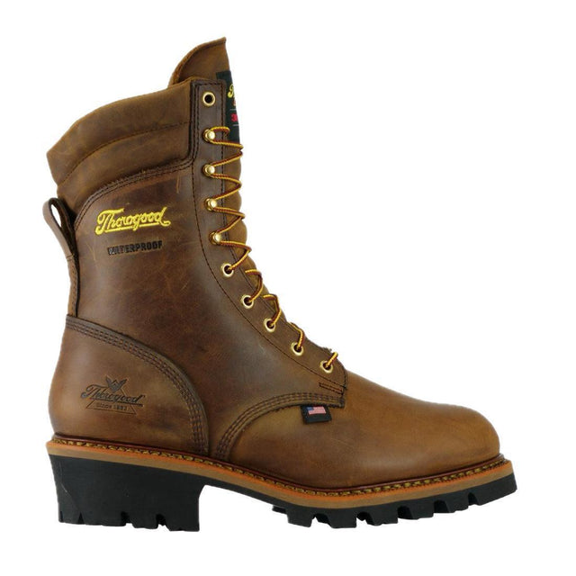 Thorogood Logger Series 9" Steel Toe Insulated Waterproof Boot Brown Trail Crazy Horse 804-3554 Hero