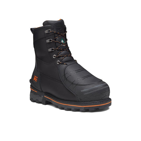 Timberland Pro Boondock Emg 8-Inch Composite-Toe Work Boot Fp Ins Csa 200G Full Grain Black/Orange korn, TB0A66G7 Angled Image 2