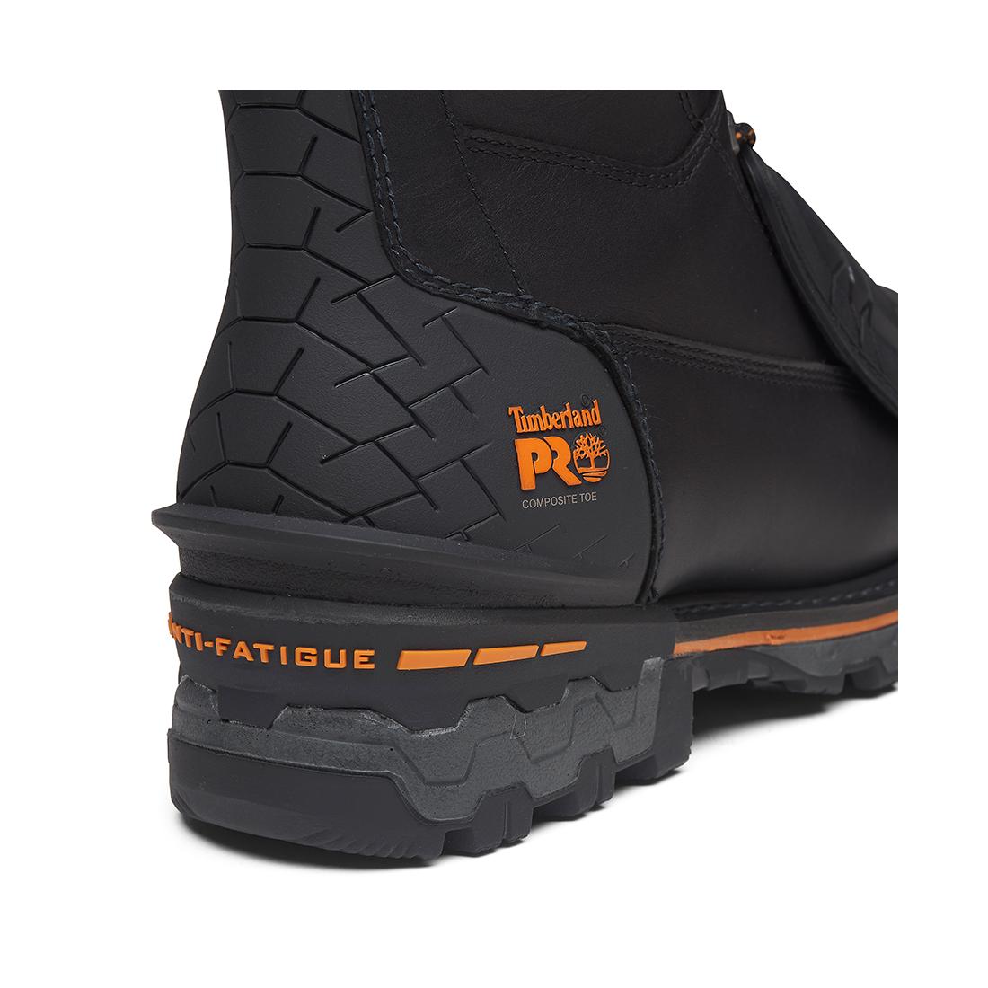 Timberland Pro Boondock Emg 8-Inch Composite-Toe Work Boot Fp Ins Csa 200G Full Grain Black/Orange korn, TB0A66G7 Heel Image