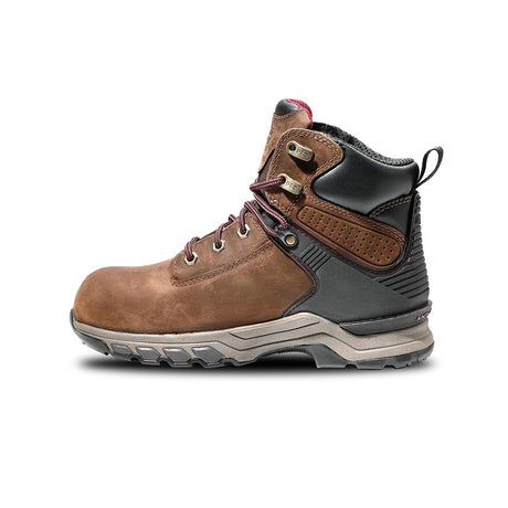 Timberland Pro Women's Hypercharge 6-Inch Waterproof Nano-Toe Work Boot Brown/Purple korn, TB1A4115 Medial Image