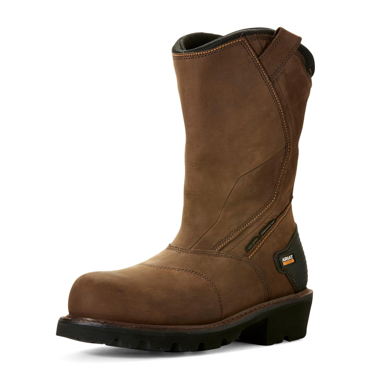 Ariat-Powerline Pull-On Waterproof 400g Composite Toe Work Boot Oily Distressed Brown-10018569-Steel Toes-1