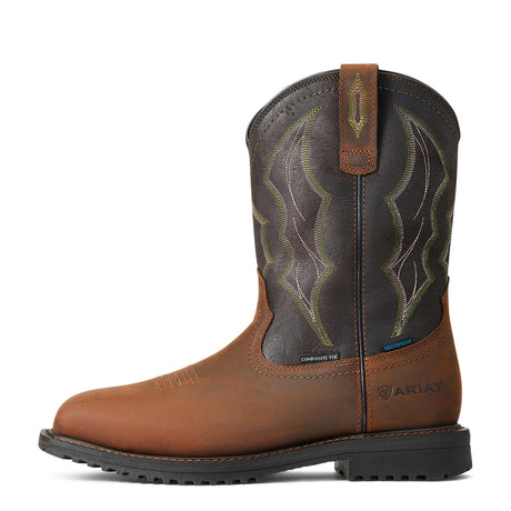 Ariat-RigTek Wide Square Toe Waterproof Composite Toe Work Boot Distressed Brown-10034156-Steel Toes-5