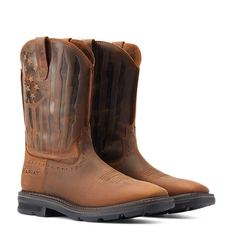 Ariat-Sierra Shock Shield Patriot Work Boot Distressed Brown-10044505-Steel Toes-4