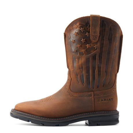 Ariat-Sierra Shock Shield Patriot Work Boot Distressed Brown-10044505-Steel Toes-5