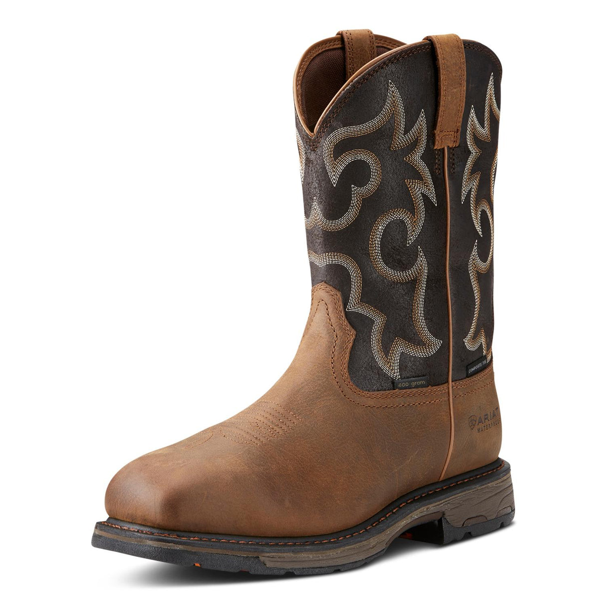 Ariat-WorkHog Wide Square Toe Waterproof 400g Composite Toe Work Boot Rye Brown-10018555-Steel Toes-1