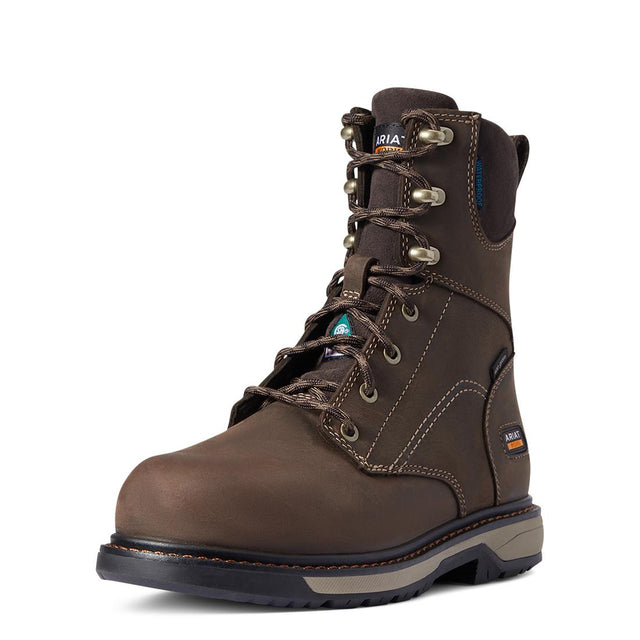 Ariat WMS Riveter 8" CSA Glacier Grip Waterproof 400g Composite Toe Work Boot Brown 10036707 Image 1