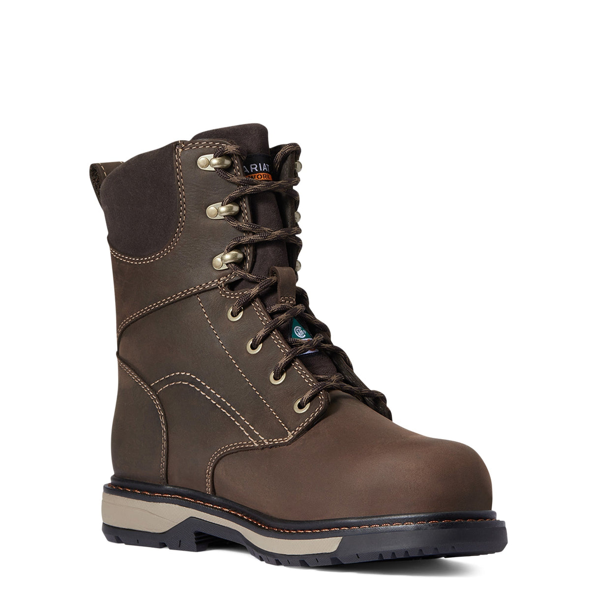 Ariat WMS Riveter 8" CSA Glacier Grip Waterproof 400g Composite Toe Work Boot Brown 10036707 Image 2