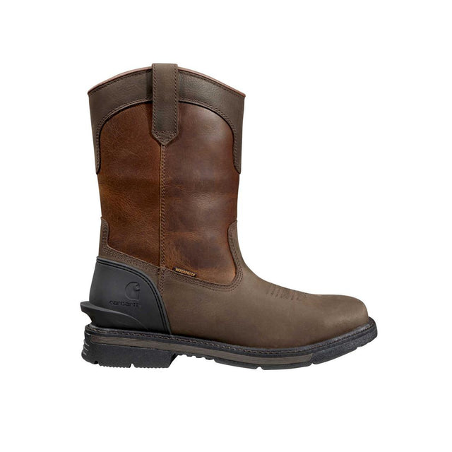 Carhartt 11" Montana Steel-Toe Waterproof Square Toe Wellington Pull-On Work Boot Dark Red Brown FQ1275-M side