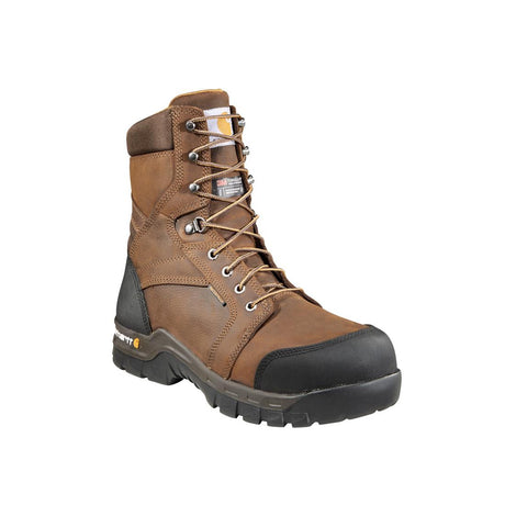 Carhartt 8" Rugged Flex Waterproof Insulated Composite Toe Work Boot Brown CMF8389 angle view