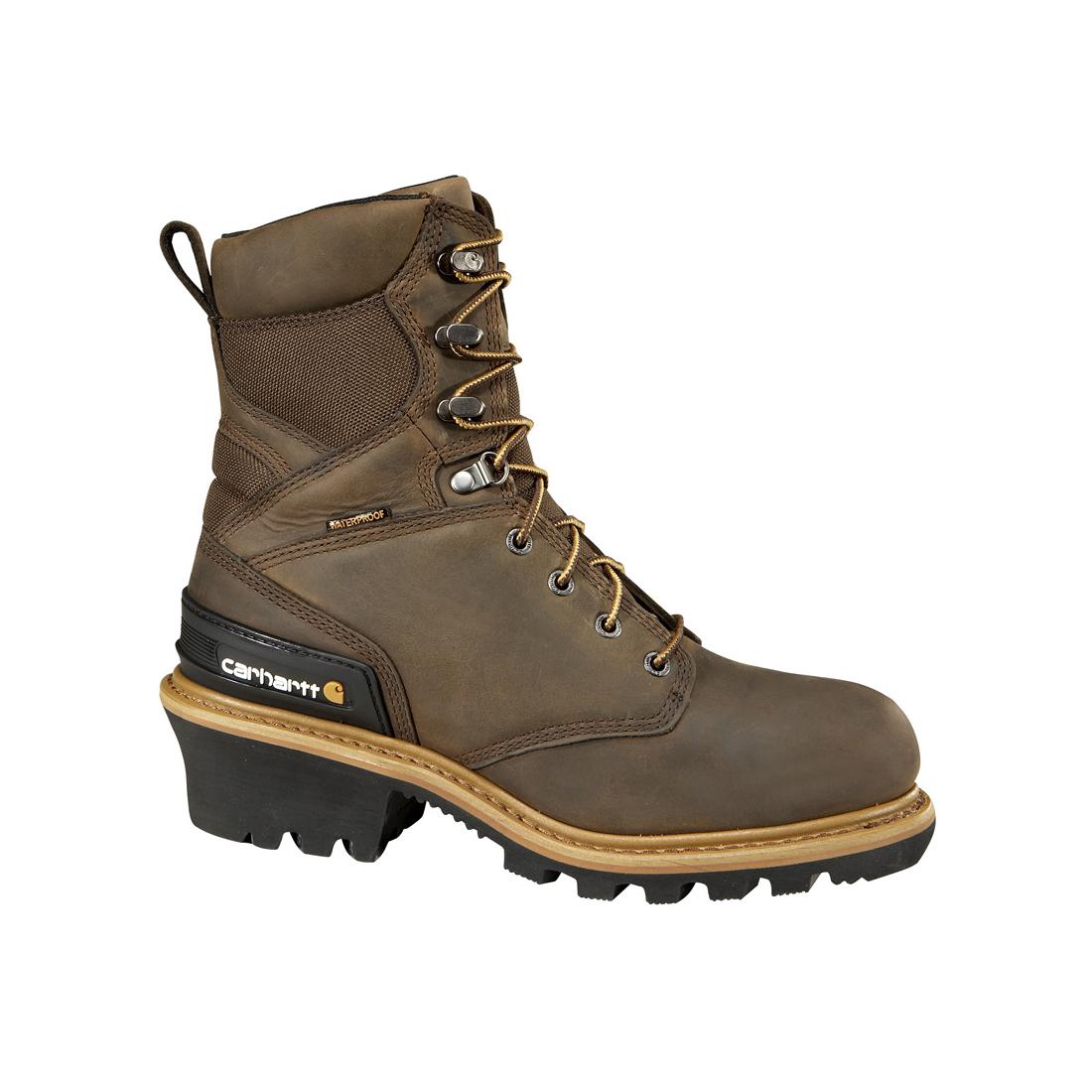 Carhartt 8" Waterproof Insulated Climbing Logger Composite Toe Work Boot Brown CML8369 side