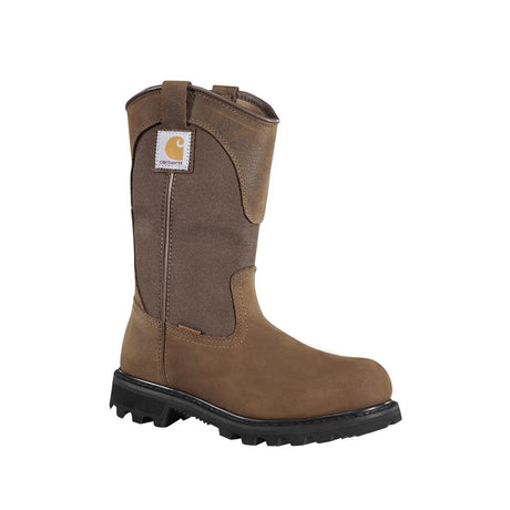 10" Women's Traditional Welt Steel-Toe Waterproof Wellington Pull-On Work Boot Brown