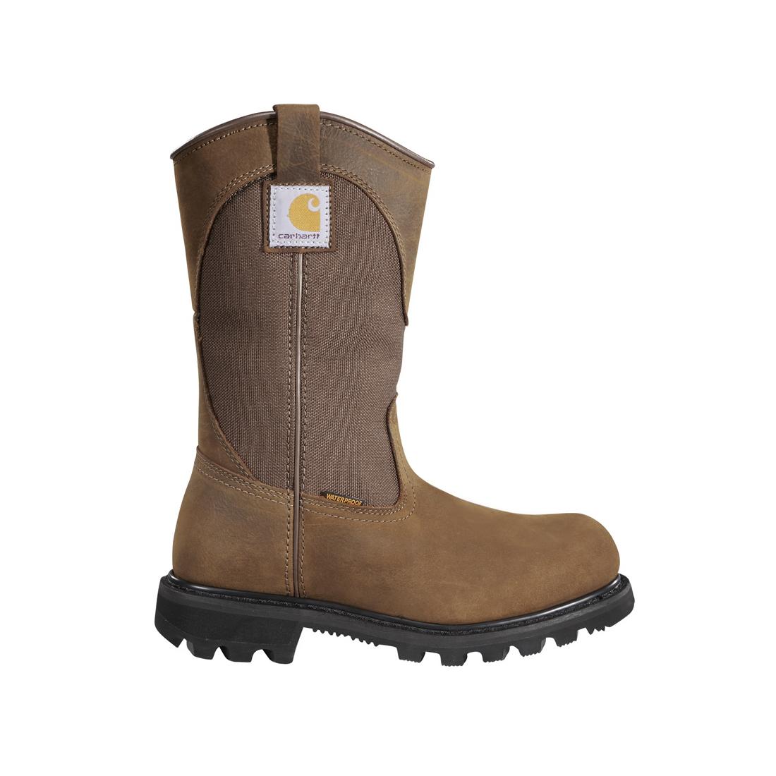 Carhartt 10" Women's Traditional Welt Steel-Toe Waterproof Wellington Pull-On Work Boot Brown CWP1250 side