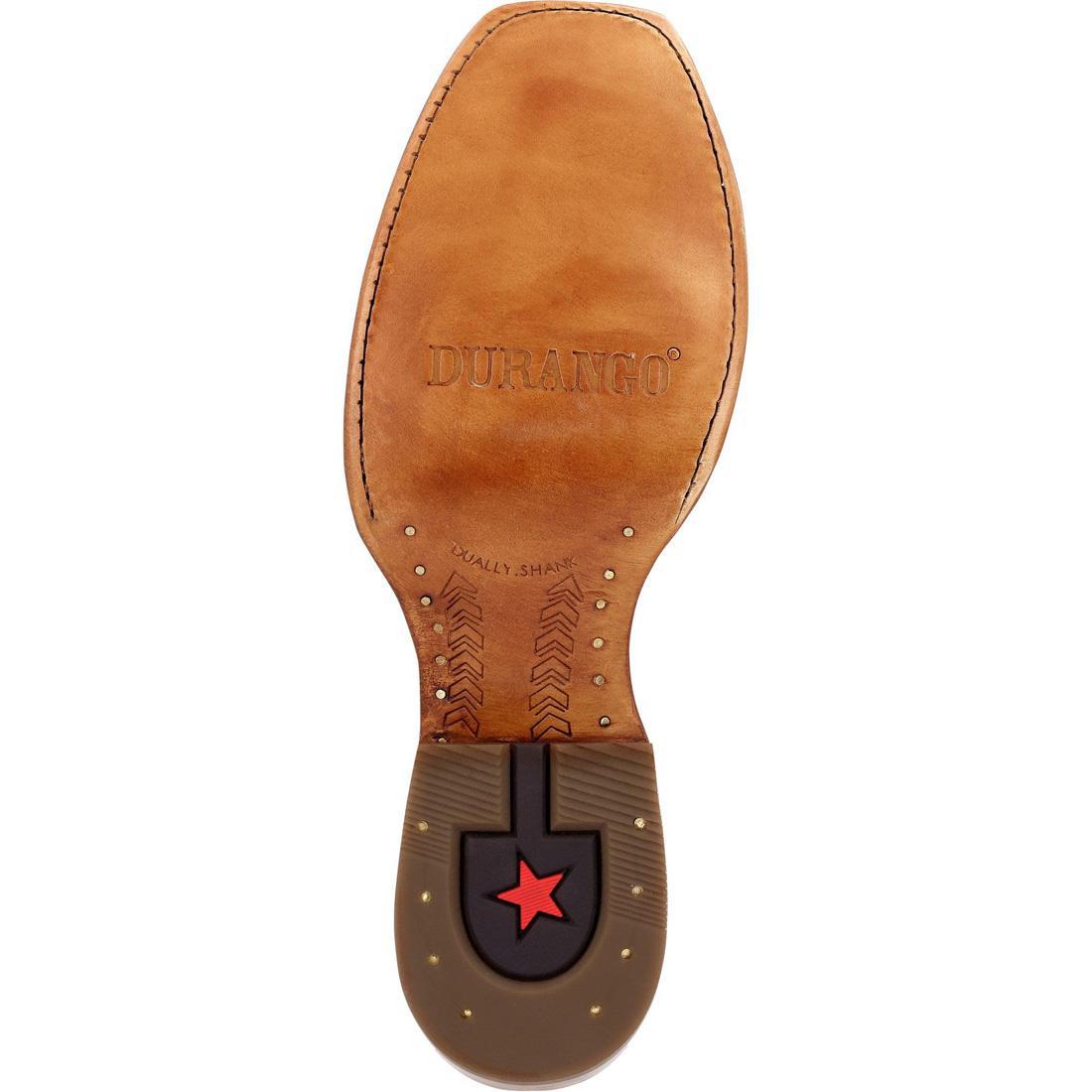 PRCA Collection Shrunken Bullhide Western Boot Nicotine & Burnt Sienna DDB0464 Sole Image