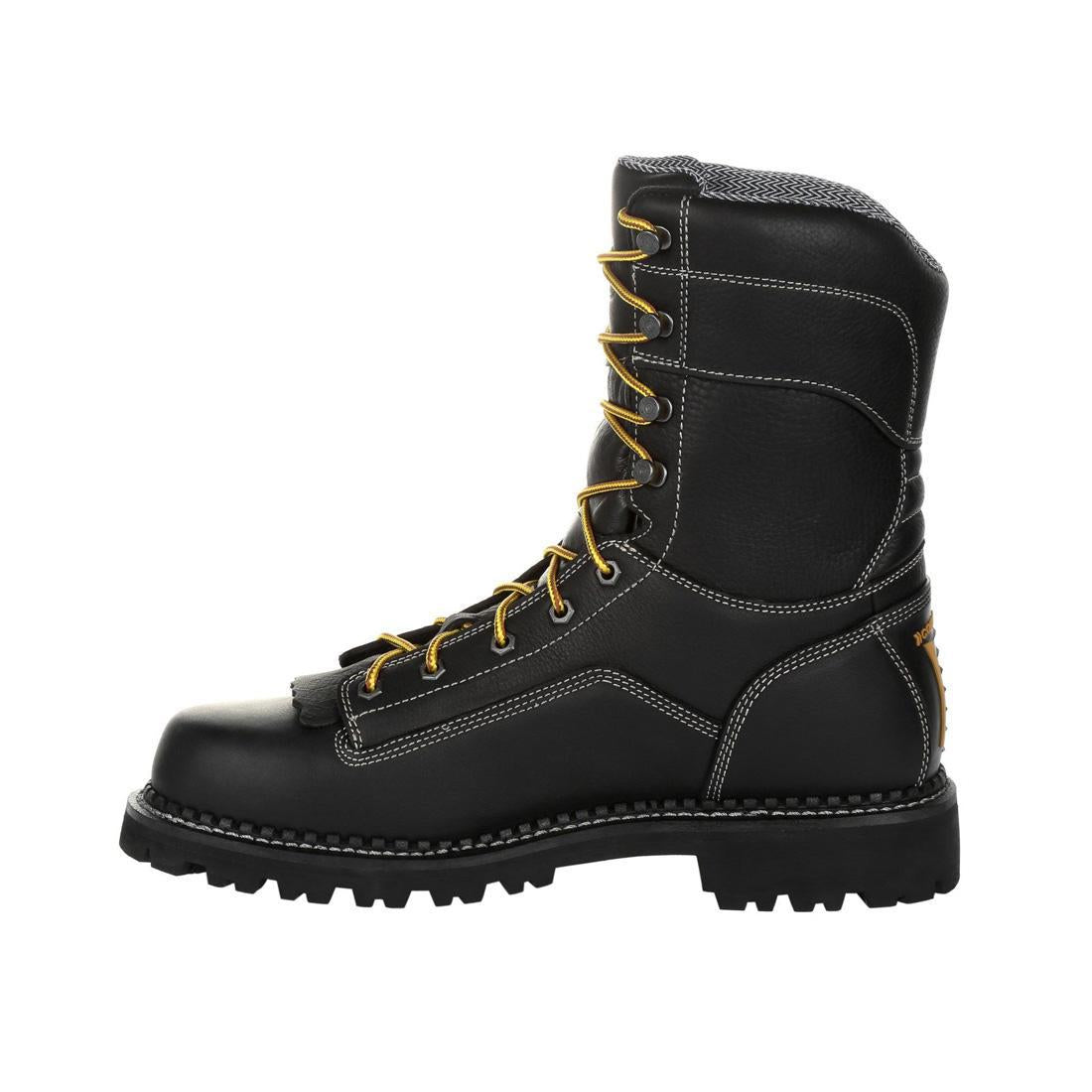 Georgia Boot AMP LT Logger Low Heel Waterproof Work Boot Black GB00271 At Steel Toes