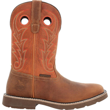 Georgia Boot Core 37 Western 11" Waterproof Pull-On Work Boot Brown Rust GB00693 Image