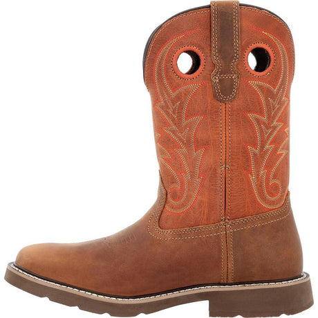 Georgia Boot Core 37 Western 11" Waterproof Pull-On Work Boot Brown Rust GB00693 At Steel Toes