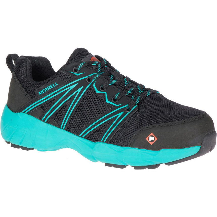 Fullbench Superlite WoMen's Alloy-Toe Work Shoes Black/Teal-Women's Work Shoes-Merrell-Steel Toes