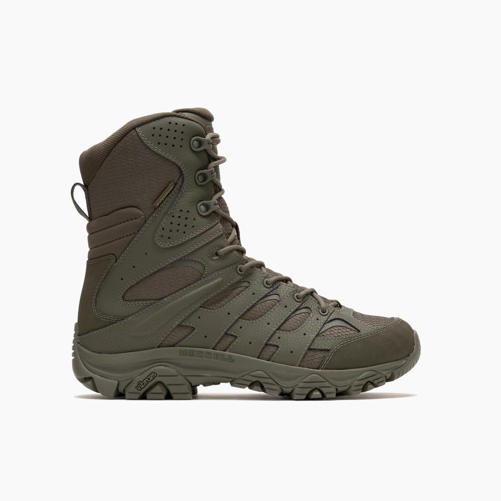 Moab 3 8" Zip Men's Tactical Work Boots Tactical Dark Olive-Men's Tactical Work Boots-Merrell-3.5-M-DARK OLIVE-Steel Toes