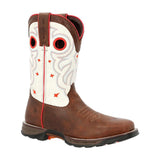 Women’s Durango Maverick Steel Toe Waterproof Western Work Boot sable Brown White DRD0418 Side View